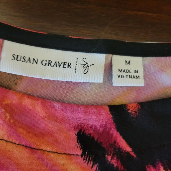 Susan Graver Printed Liquid Knit Bateau Neck Dolman Sleeve Top A263805 M - Picture 4 of 9